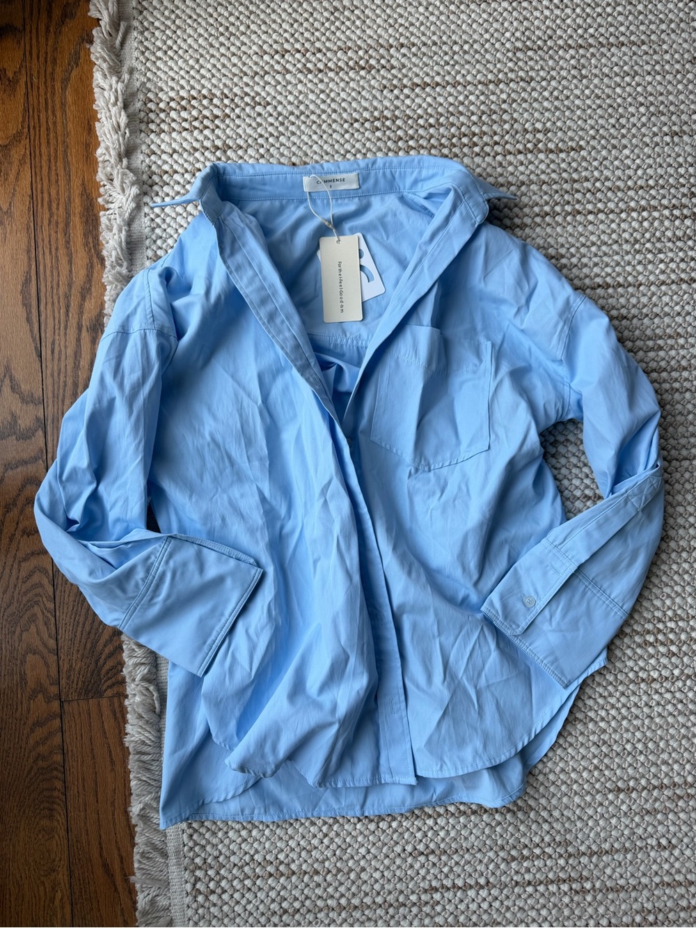Commense Pale Blue Oversized Button-Down Shirt